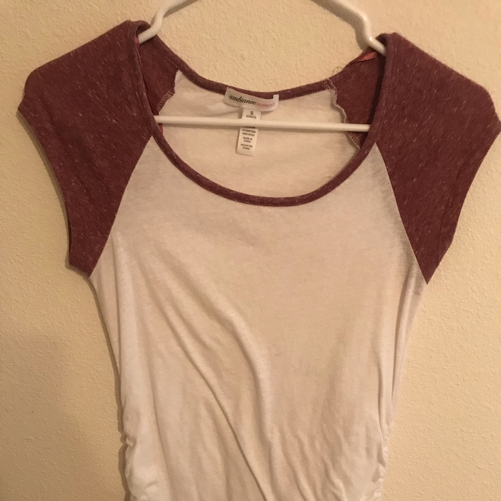 White and maroon baseball maternity t shirt